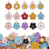 90x Enamel Daisy Sunflower Blossom Pendants for Jewelry Making Necklace Earring Sunflower