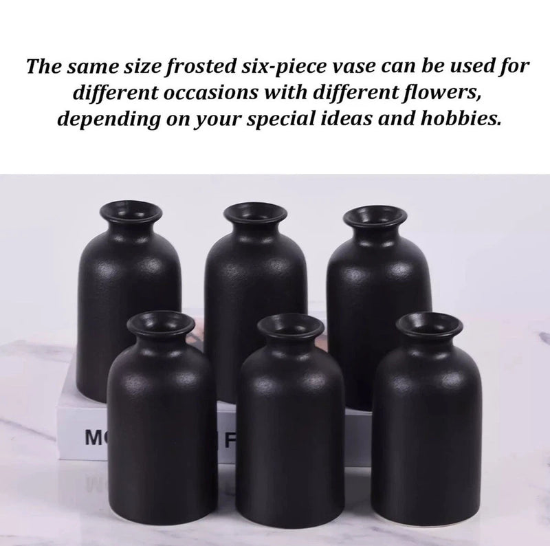 Ceramic Bud Vases Set of 6, Black Bud Vase Set for Flowers Pampas Grass, Mini... Pampas Grass