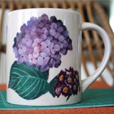 R.B. Bernarda Portugal Floral Ceramic Mug Hydrangea Morning Glory Crackle Glaze Hydrangea