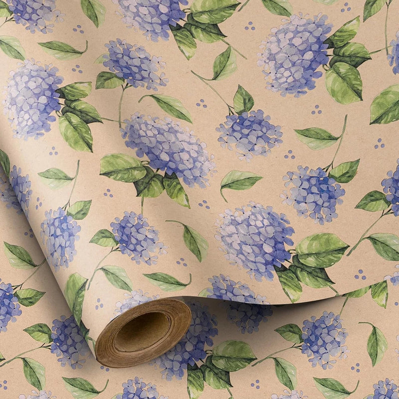 Hydrangea Wrapping Paper for Women Girls, Mini Roll, Delicate Blooming Floral Gi Hydrangea