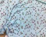 Double Brushed DTY Floral Spandex Stretch Apparel Fabric Sky Blue Purple M310 Flowering Plants