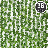 36pcs Ivy Green Fake Leaves Garland Plant Vine Foliage Home Decor Hanging Green Plant
