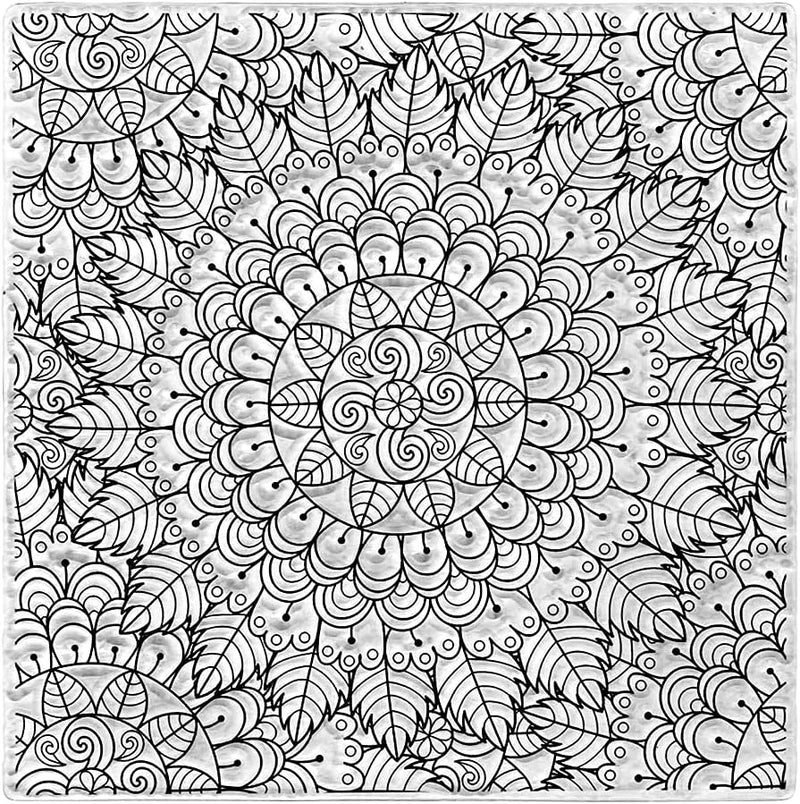 Clear sunflower mandala flower stamp sheet with intricate black line art pattern