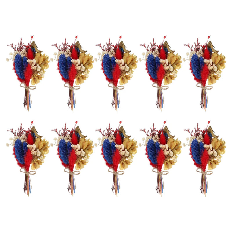 10 Pcs Mini Pampas Grass Dried Flower Bouquet Boho DIY Gift Blue Red Pampas Grass