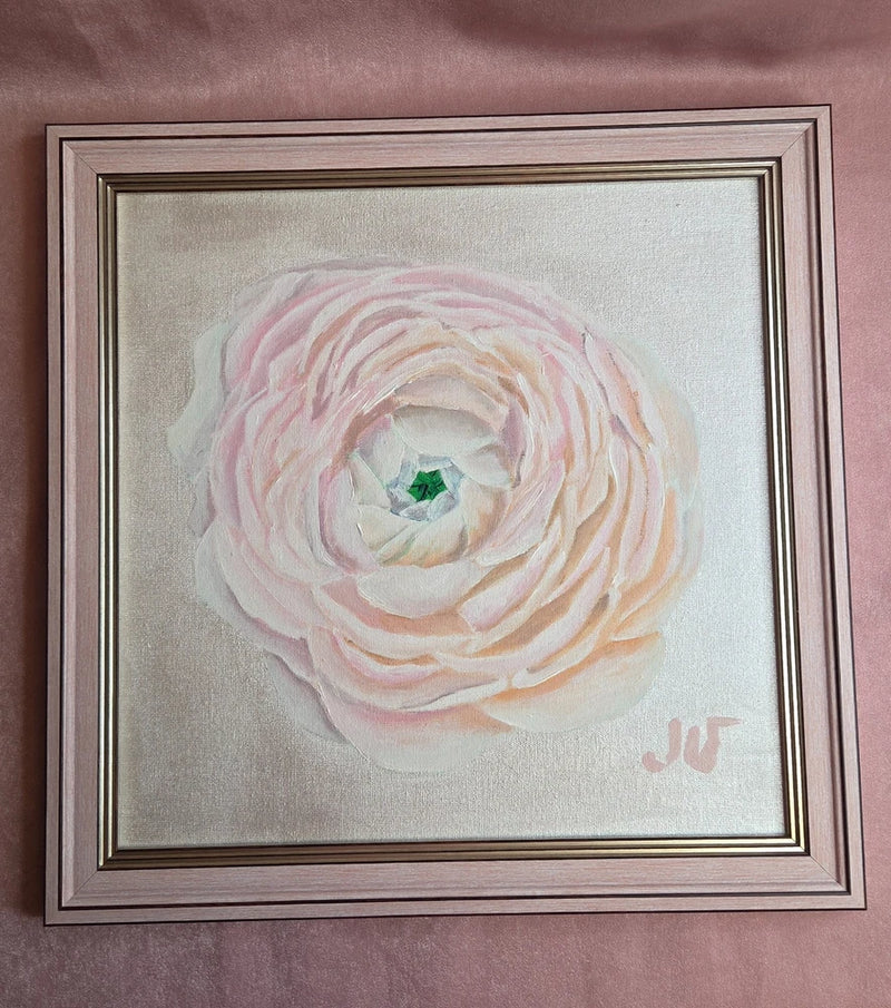 Original Oil Painting Framed Ranunculus Buttercup Flowers Floral Wall Art Ranunculus