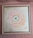 Original Oil Painting Framed Ranunculus Buttercup Flowers Floral Wall Art Ranunculus