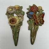 VTG Ceramic Flowers Wall Hanging Decor Sunflower Rose Bunch Butterfly Plant Sunflower
