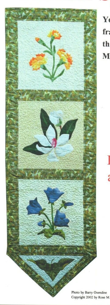Summer Splendor Carnation Magnolia Bell Flower Wall Quilt Pattern Primitive Folk Carnation