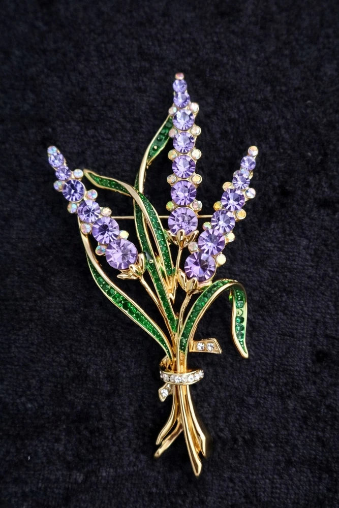 Large Purple Lavender Bouquet Brooch Vintage Inspired Jewellery Gift Flower Bouquet