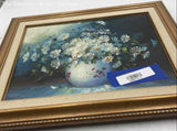 Decorative White Daisy Flowers In Vase Painting In Brown Wooden Frame Daisies