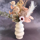 White Peony Dried Floral Artificial Arrangement Ceramic Vase Boho Home Decor Peony