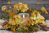 MAPLE LEAVES HYDRANGEA CANDLE RING WREATH Flower Autumn Fall 4.5" in Hydrangea