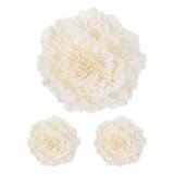 3 Pcs Peony Flowers Hair Clip, 4.7" Artificial Fabric Flower, Deep White Peony