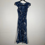 Max Studio Women XS Hydrangea Toile Floral Printed Ruffle Midi Wrap Dress NWOT Hydrangea