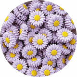2x DAISY silicone beads LILAC PURPLE 22mm small sunflower flower bead light Sunflower
