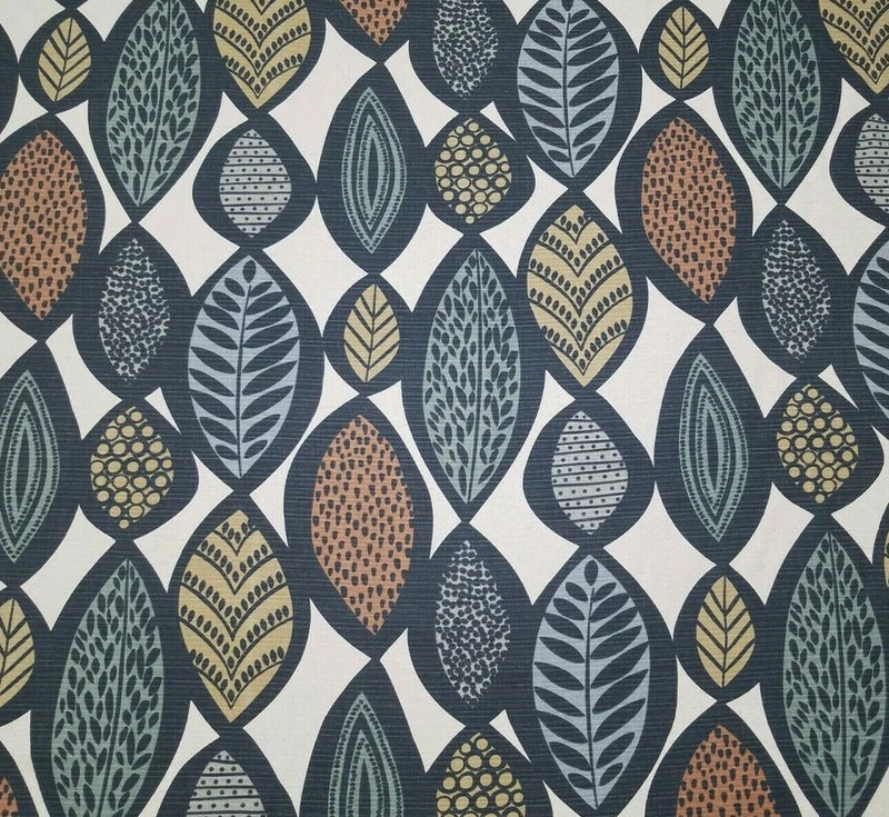Amanda in Mineral BTY Richloom 80% Cotton / 20% Linen 54" Wide Leaves Flowering Plants