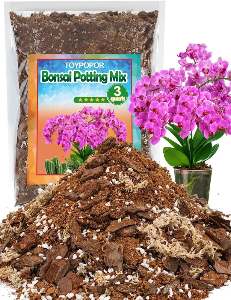 TOYPOPOR 3qt Orchid Potting Mix with Moss Pine Bark Mulch Perlite Stone &... Orchids