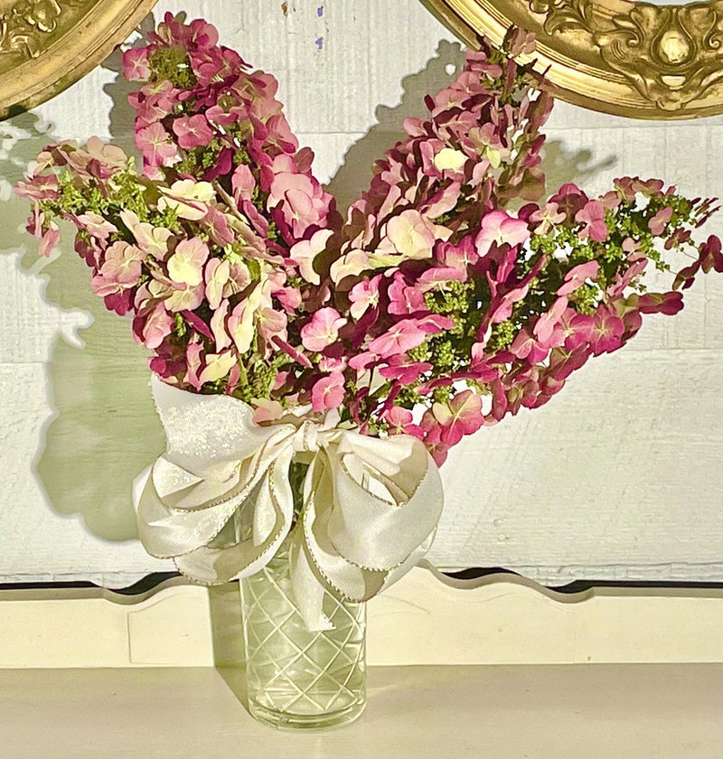 Dried Oakleaf Hydrangea Bouquet Red Flower 4 Stems LARGE Arrangement Hydrangea