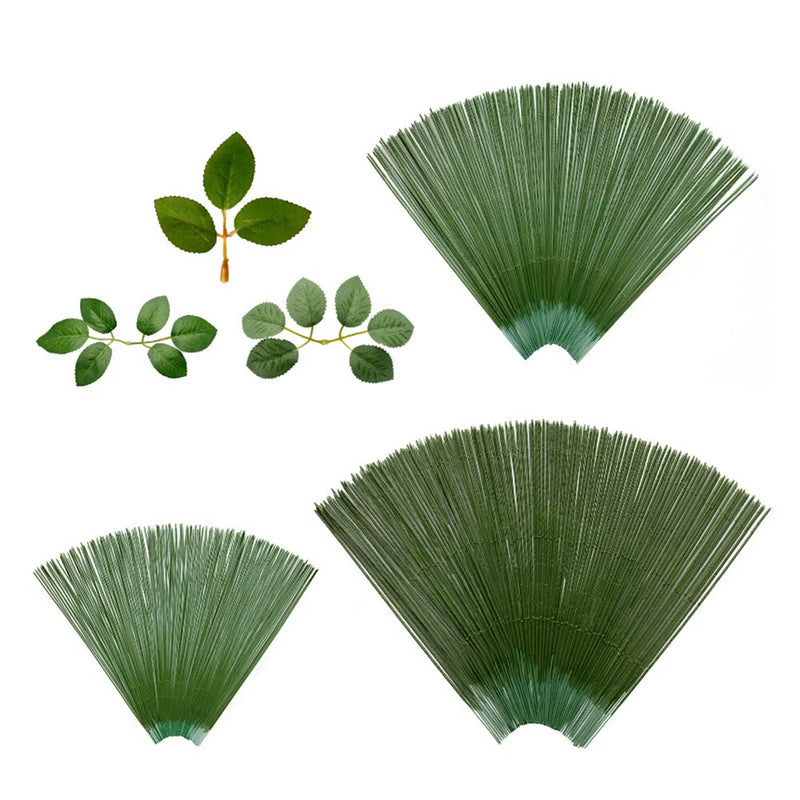 Artificial green leaf stem branches for DIY flower arrangements, fan-style leaf clusters
