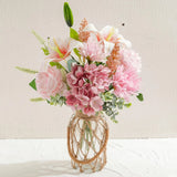 Fake Flowers with Vase ÐHydrangea & Lily Artificial Floral Arrangement, Perfe... Hydrangea
