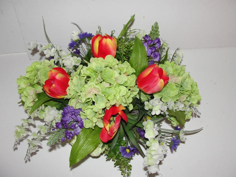 Succulents Summer Tuscan Silk Flower Arrangement Hydrangea Tulip Wisteria Hydrangea