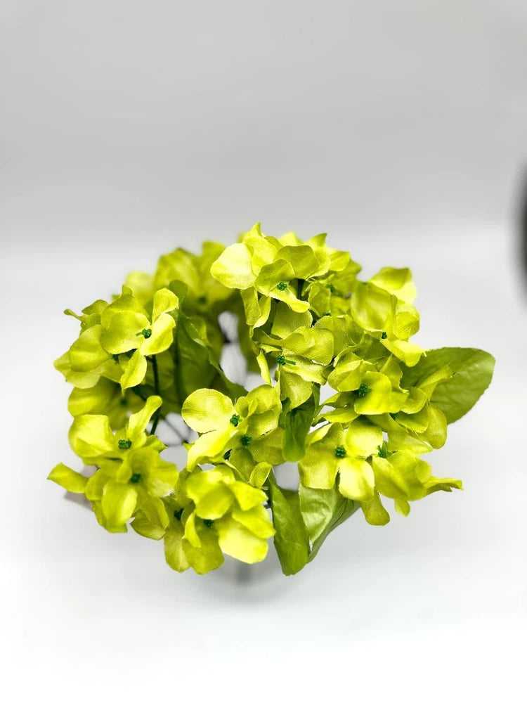 3  Hydrangea Bushes 6 heads Bouquet Silk Artificial Flowers - 12 Inches High Green Plant