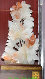 17'' Collection Chinese Natural White Xiu Jade Carving Peony Flower Statue Peony