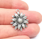 Flowers Plant Charms, Sun flower Charms, Daisy Charms, Antique Silver Plated Sunflower