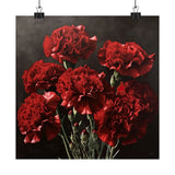 Red Carnations Flower Art Print, Red Flower Painting, Flower DŽcor 01 Carnation