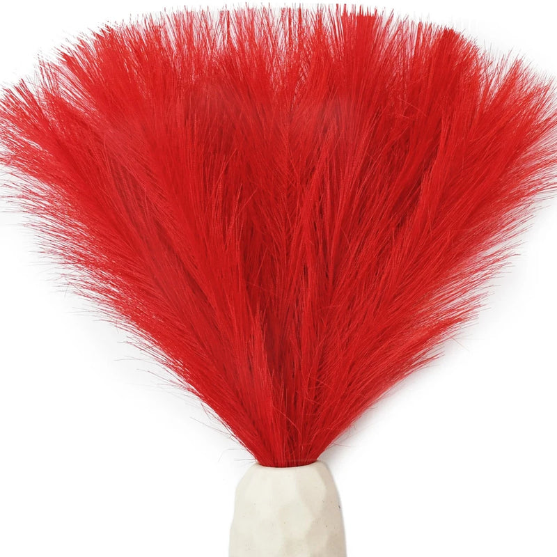 Red Silk Pampas Grass Bouquet 20 Stems 17.7in Fluffy Artificial Pampas with B... Pampas Grass