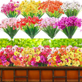 24 Pcs Artificial Flowers for Outdoor Decoration, UV Resistant Silk Faux Flow... Green Plant