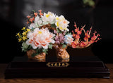 21'' China Dehua Color Porcelain Peony Flower Plum Blossom Tree Statue Sculpture Peony