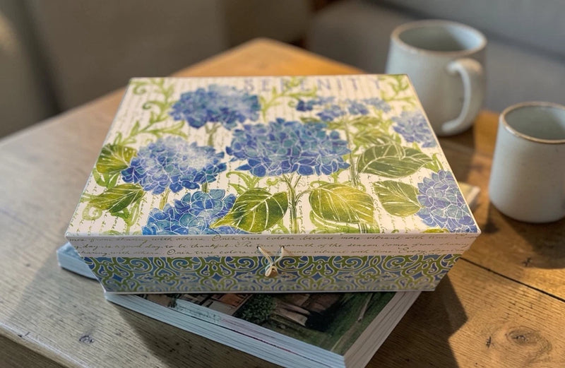 Hydrangea Green Blue Flowered Photo Storage Decorative Box Rare Vintage-like Hydrangea