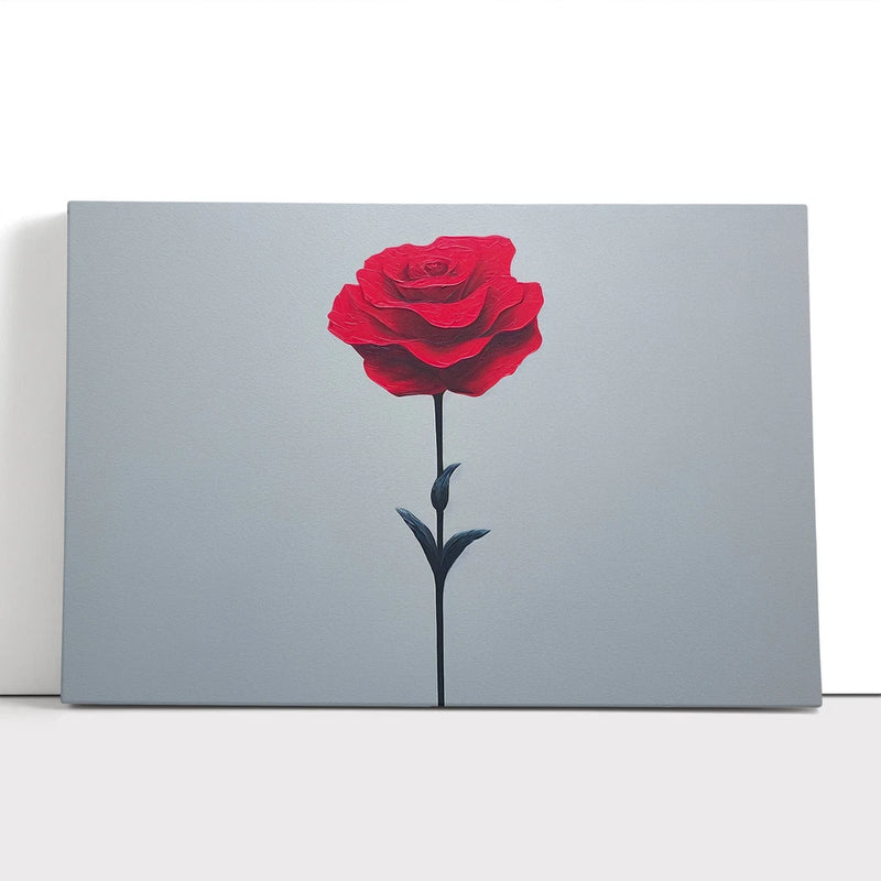 Canvas print wall art with red carnation flower and stem