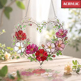 Peony Flower Wreath Acrylic Suncatcher, Floral Window Decor Gift for Her Peony