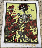 BLOTTER ART SIGNED BY STANLEY MOUSE ORIGINAL SKELETON & ROSES GREEN SATIVA  &COA Roses