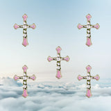 Cross w/Roses Patches (5-Pack) Religious Embroidered Iron On Patch Applique Roses
