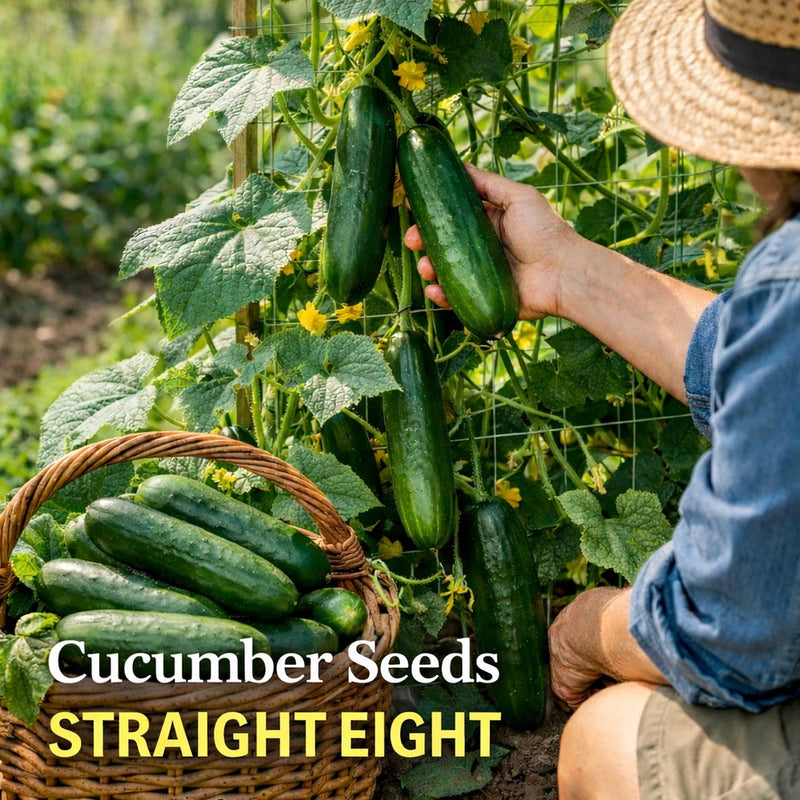 Straight Eight Cucumber Seeds | Productive Heirloom Slicing Cucumber  30 seeds Garden Plants