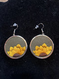 Vegan Leather Sunflower Dangle/Drop Pierced Earrings Sunflower
