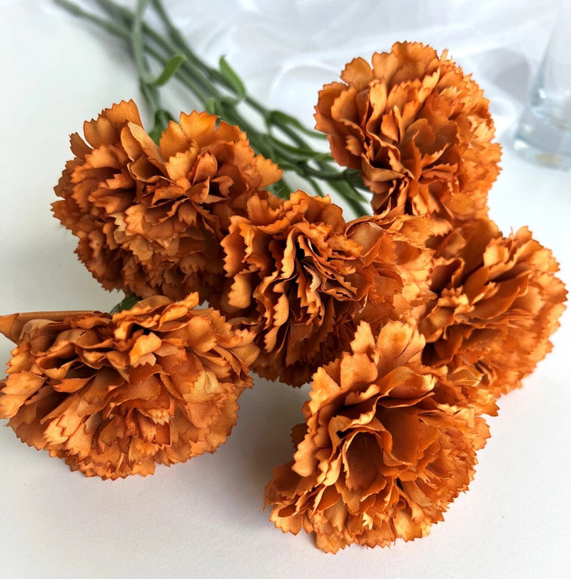 Real Touch Flower Stems Burnt Orange Carnation Stem Artificial Rust Orange x 1 Carnation