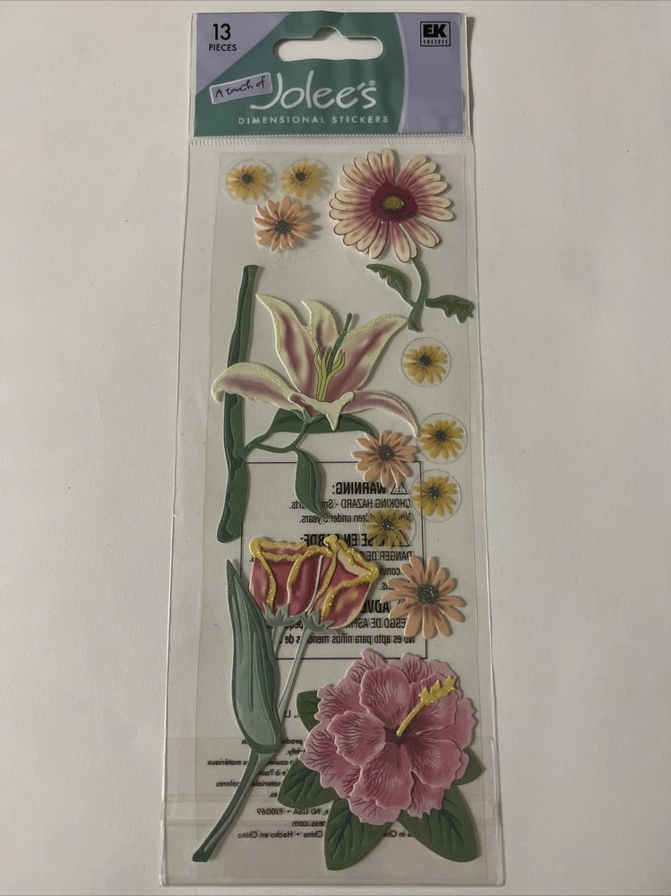 JoleeÕs Boutique SUN FLOWERS 13pcs Dimensional Scrapbooking Stickers RARE Sunflower