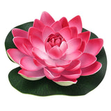 1-Set Artificial Foam Lotus Flower with Water Lily Pad, 7" [Pink] Lily
