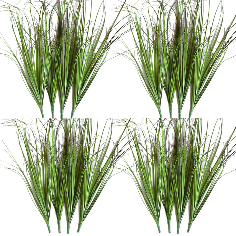 Artificial wheat grass greenery bunches, green blade stems, set of 16