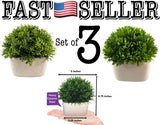Set Of 3 Peach Tree Farm Artificial Plastic Mini Plants Fake in Ceramic Pots NEW Green Plant