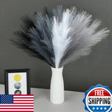 SeptCat 80 Faux Pampas Grass Decor 21.7" Fluffy Black White Grey Short Stems Pampas Grass