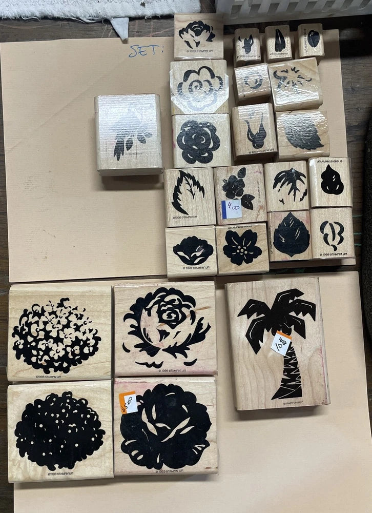 Stampin' Up Definitely Decorative Hydrangea 1998 Wood Rubber Stamp Set of 24. Hydrangea
