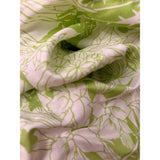 Green White Floral Linen Cotton Fabric Botanical Medium Weight 56" Wide By Yard Flowering Plants