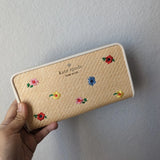 Kate Spade Staci Garden Bouquet Straw Large Continental Wallet KB533 New Bouquet