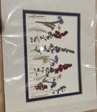 Vintage Pressed Dried Flowers Art 8 x 10 matted Dried Flower