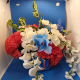 Hand Crafted Floral Table Centerpiece Winter Red Carnation Flower Vinyl Record Carnation